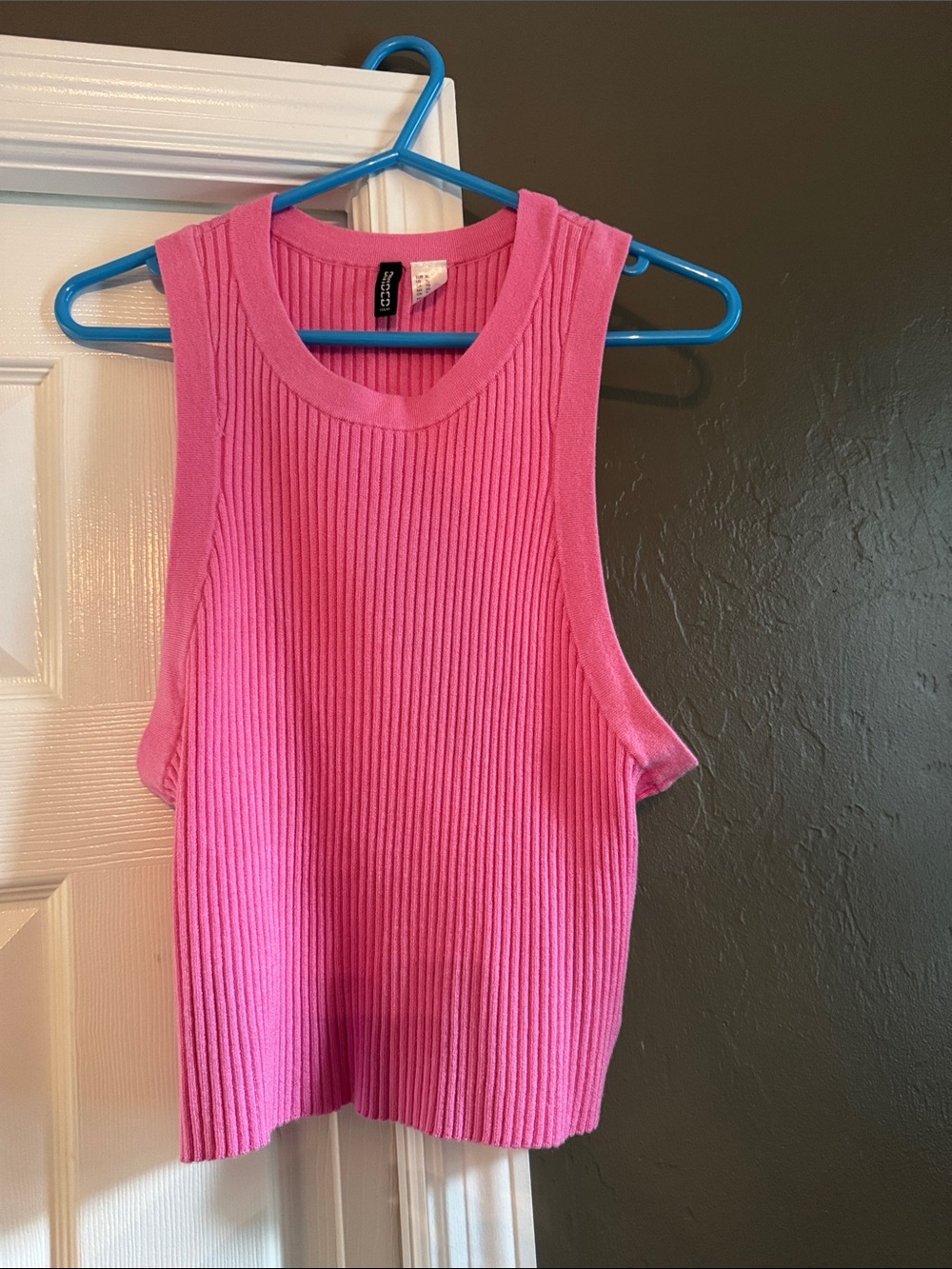 Divided Hot Pink Ribbed Tank Top